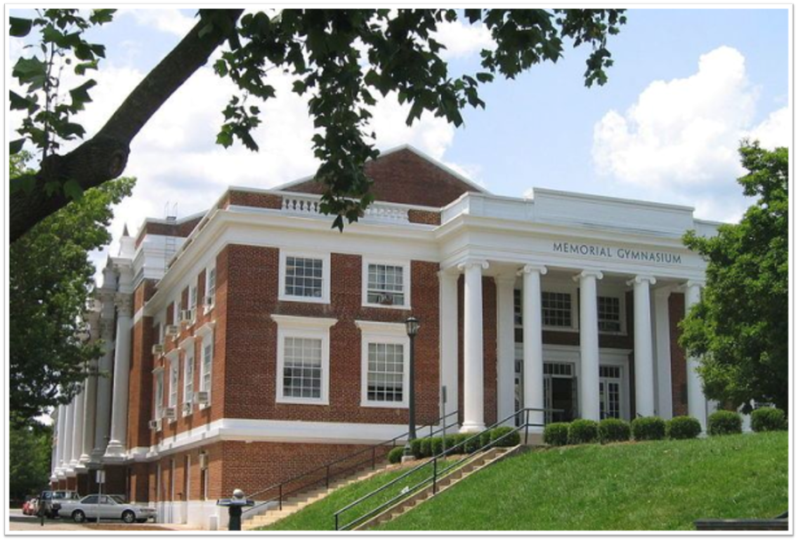 View of entrance to UVA memorial gym
